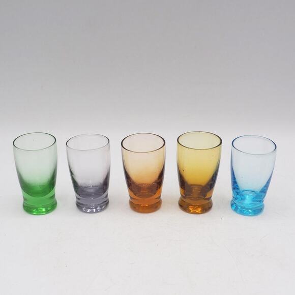 Set of 5 Colorful Shot Glasses Mid Century - Picture 1 of 7